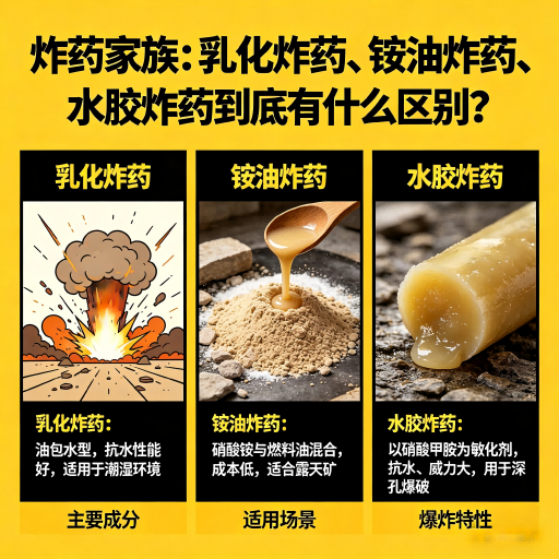 瑶海炸药家族:乳化炸药、铵油炸药、水胶炸药到底有什么区别?